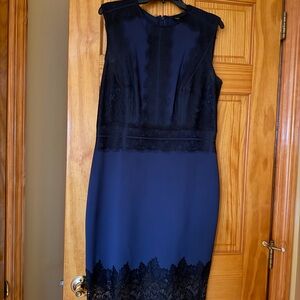 Tadashi Shoji Midnight Blue Lace Midi Dress